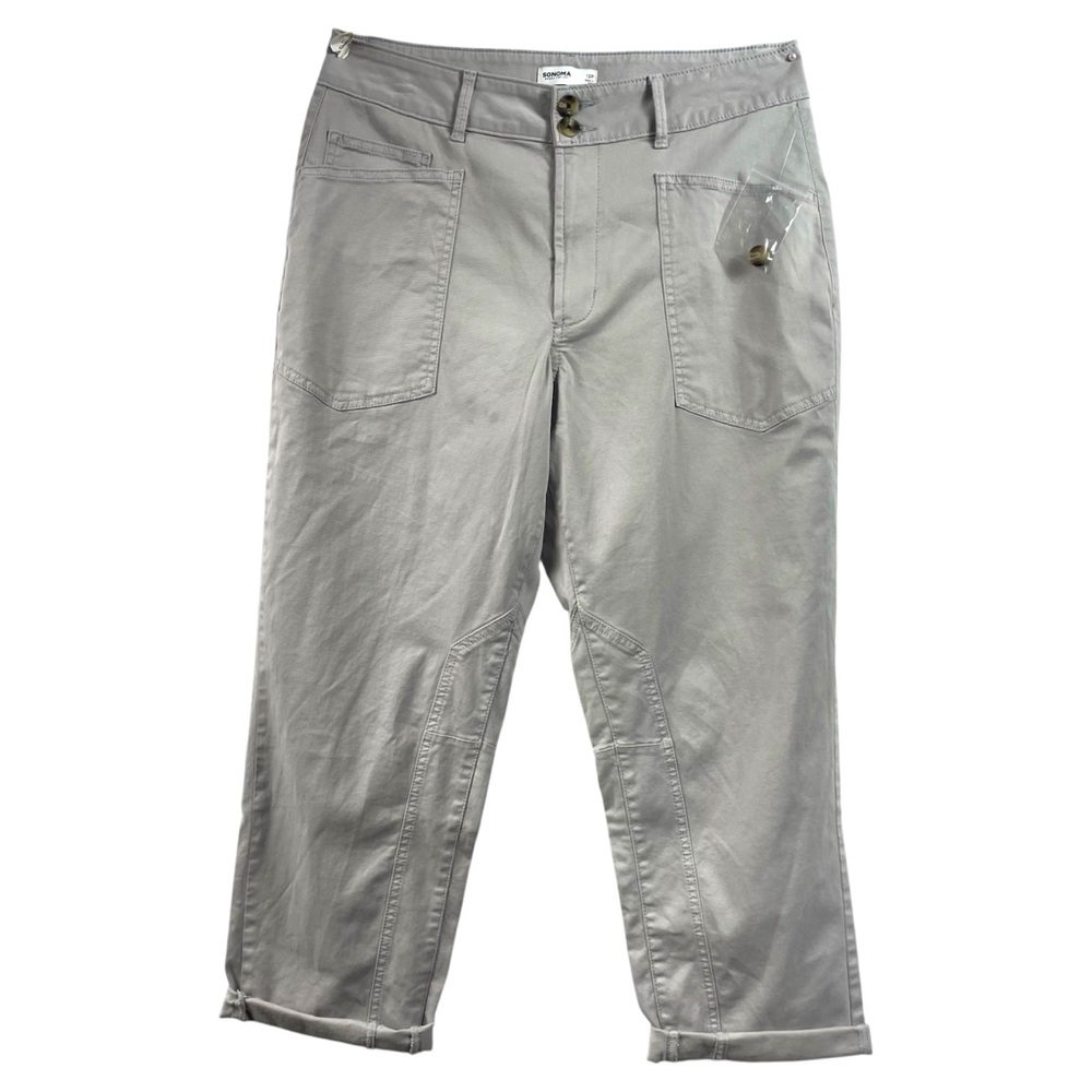 NWT Pants Petite Minimalist Cuffed 12 Gray Sonoma Womens Casual Classic Costal